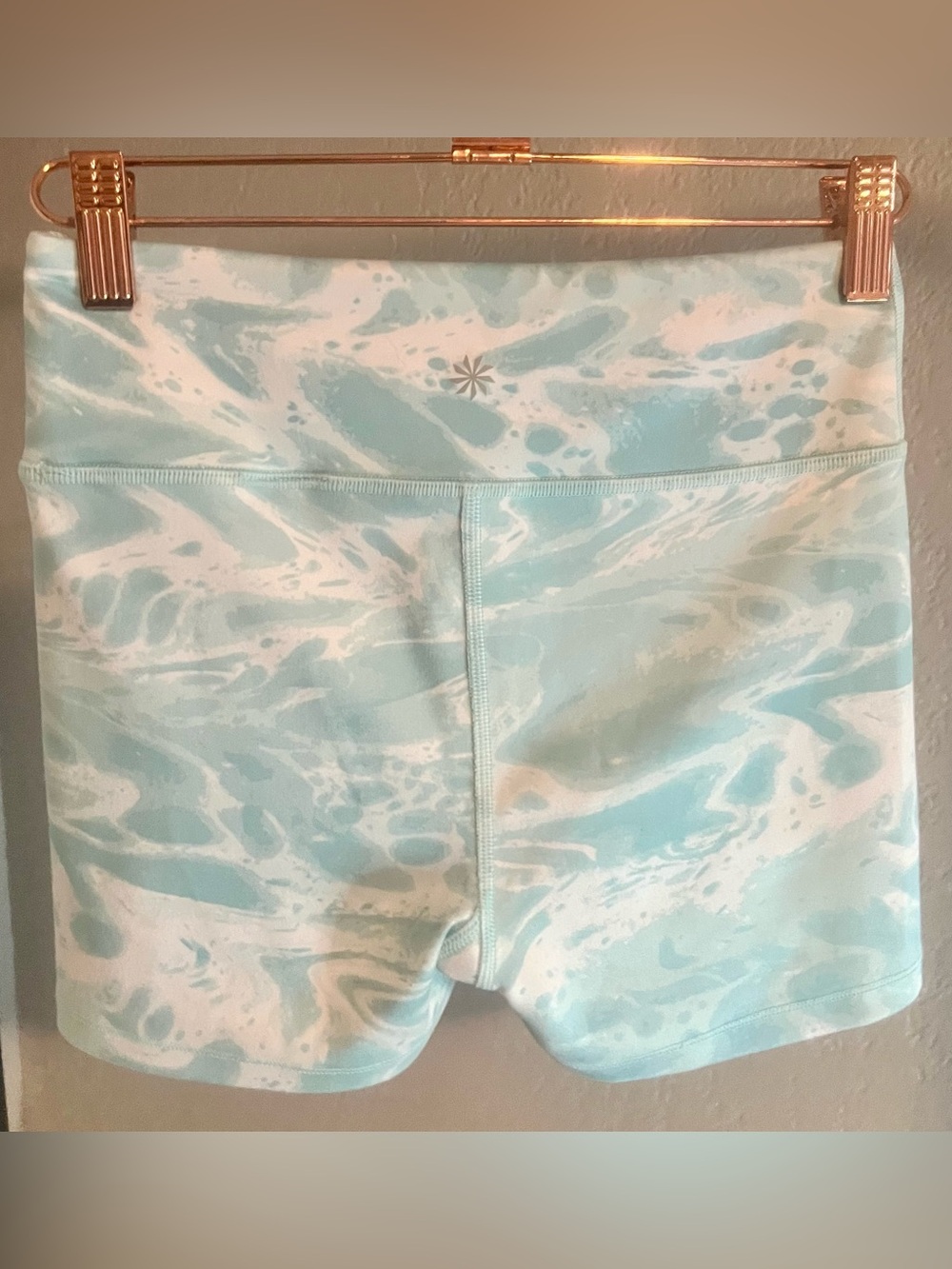 Athleta Girl Aqua and White Marble Print Chit Chat Shorts